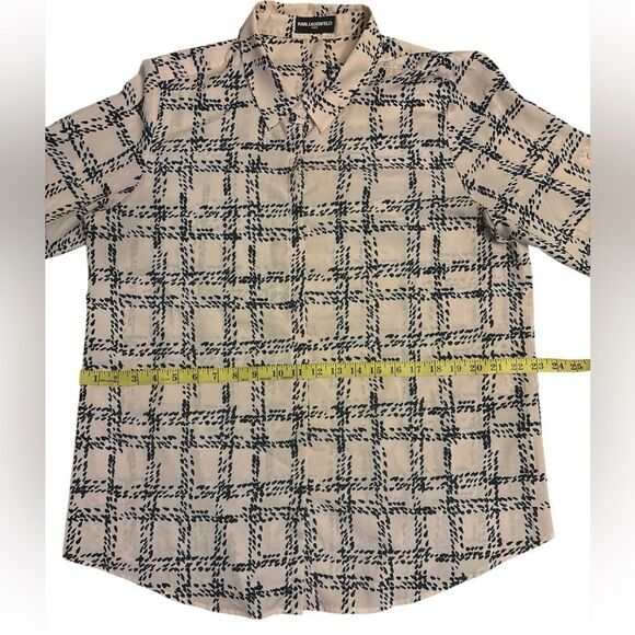 Karl Lagerfeld Paris Printed Button Front Blouse XL - Picture 6 of 9